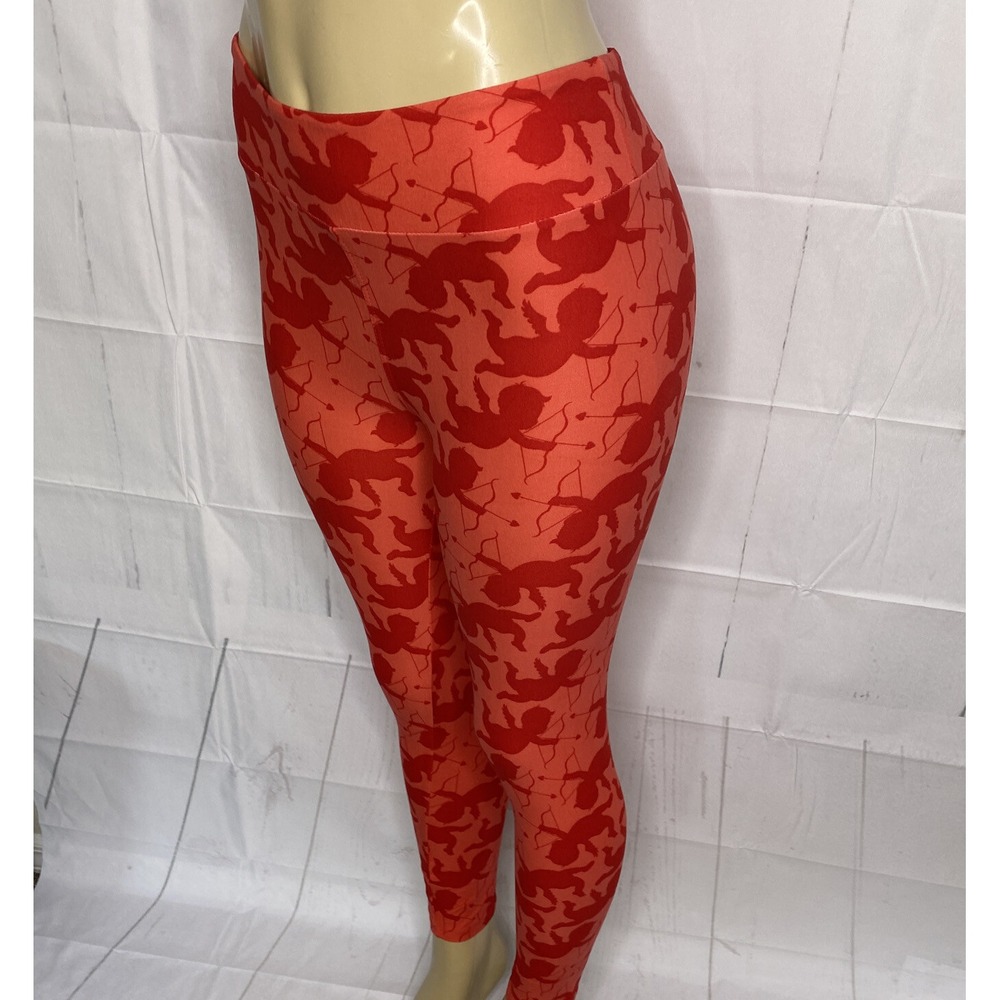 LulaRoe Valentines Leggings Cupid Arrows Red One Size Pink Red Women NWOT